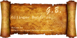 Gilinger Balázs névjegykártya
